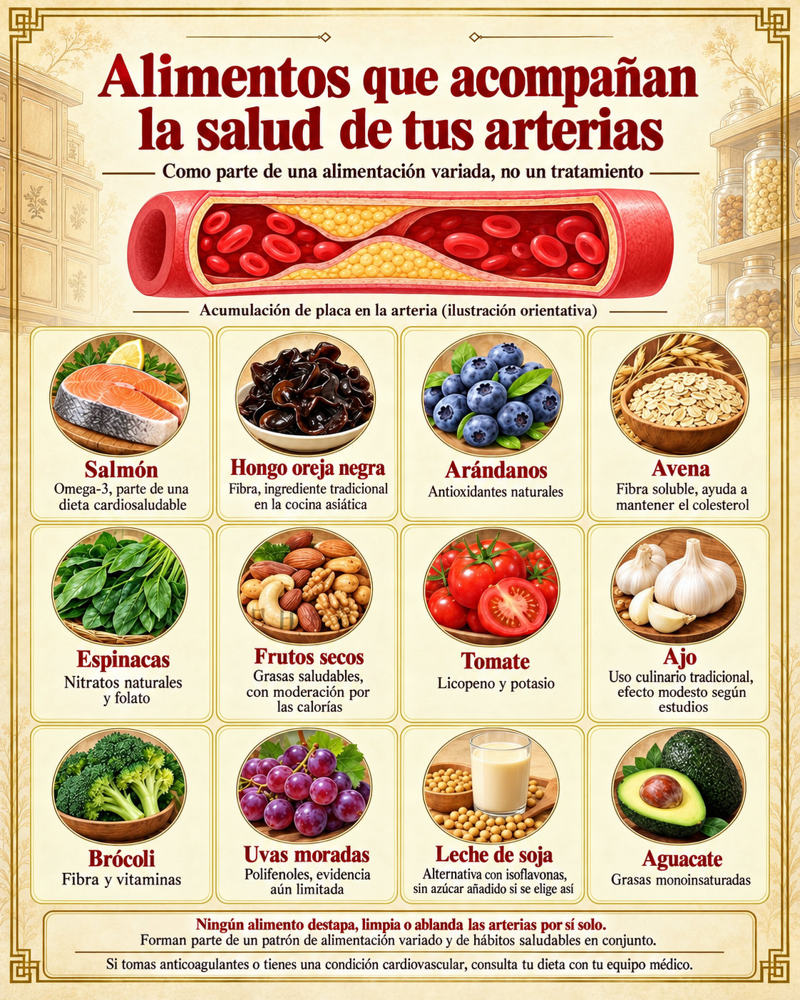 Alimentos que acompañan la salud de tus arterias: qué dice la evidencia