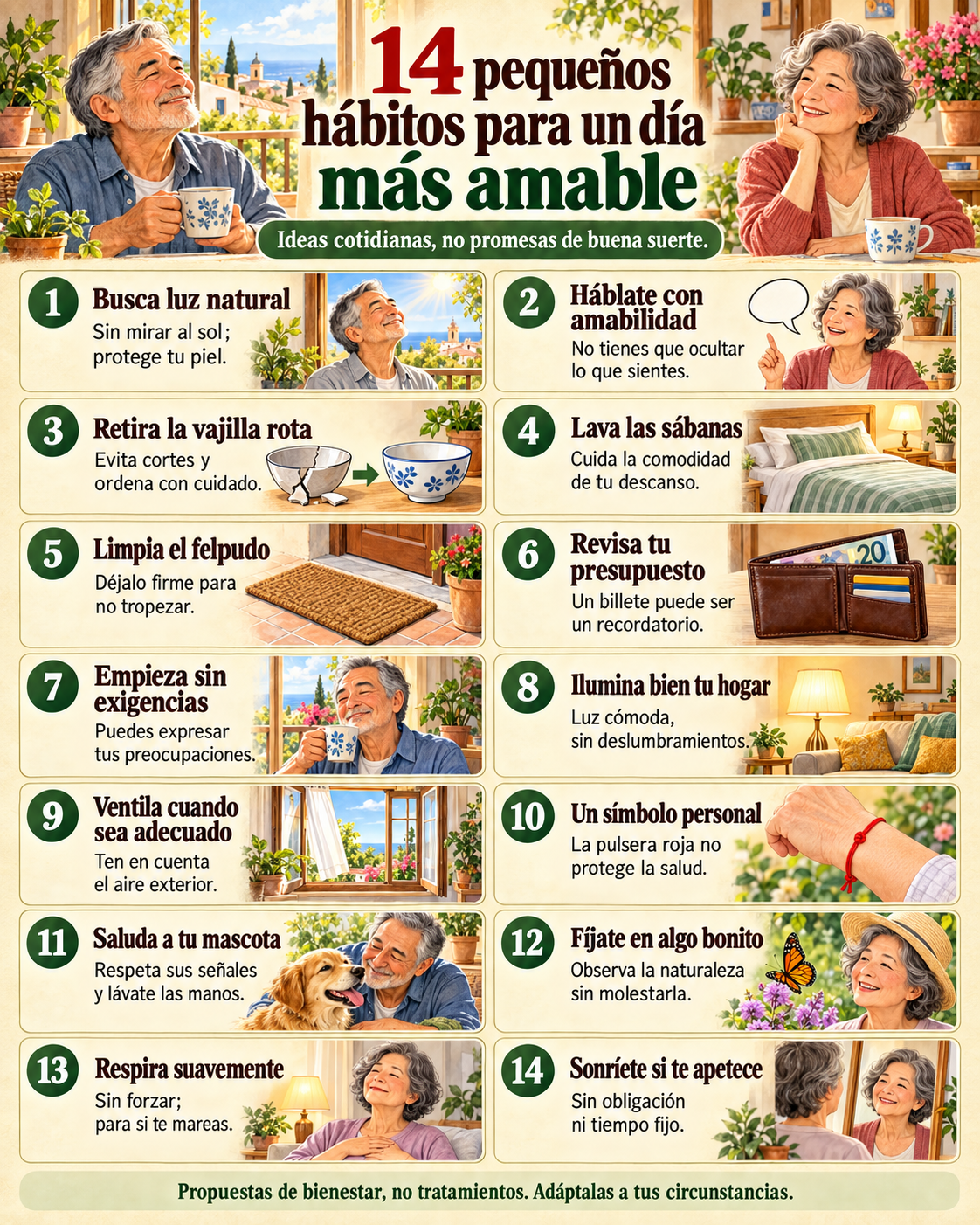 14 pequeños hábitos para un día más amable