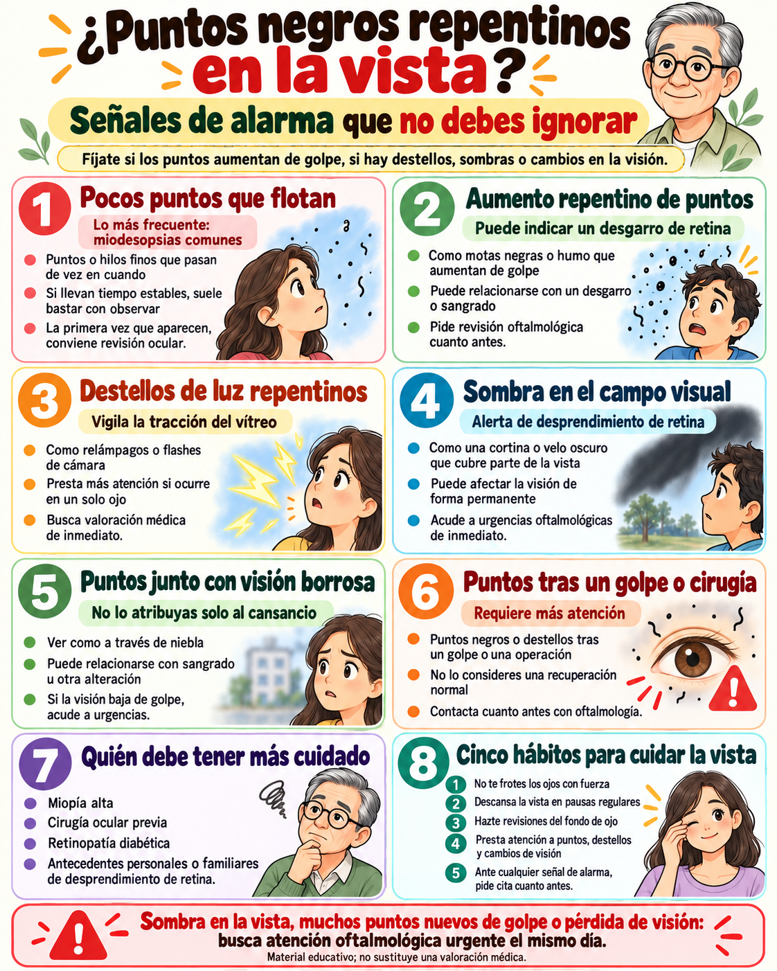 Puntos negros repentinos en la vista: señales de alarma que no debes ignorar