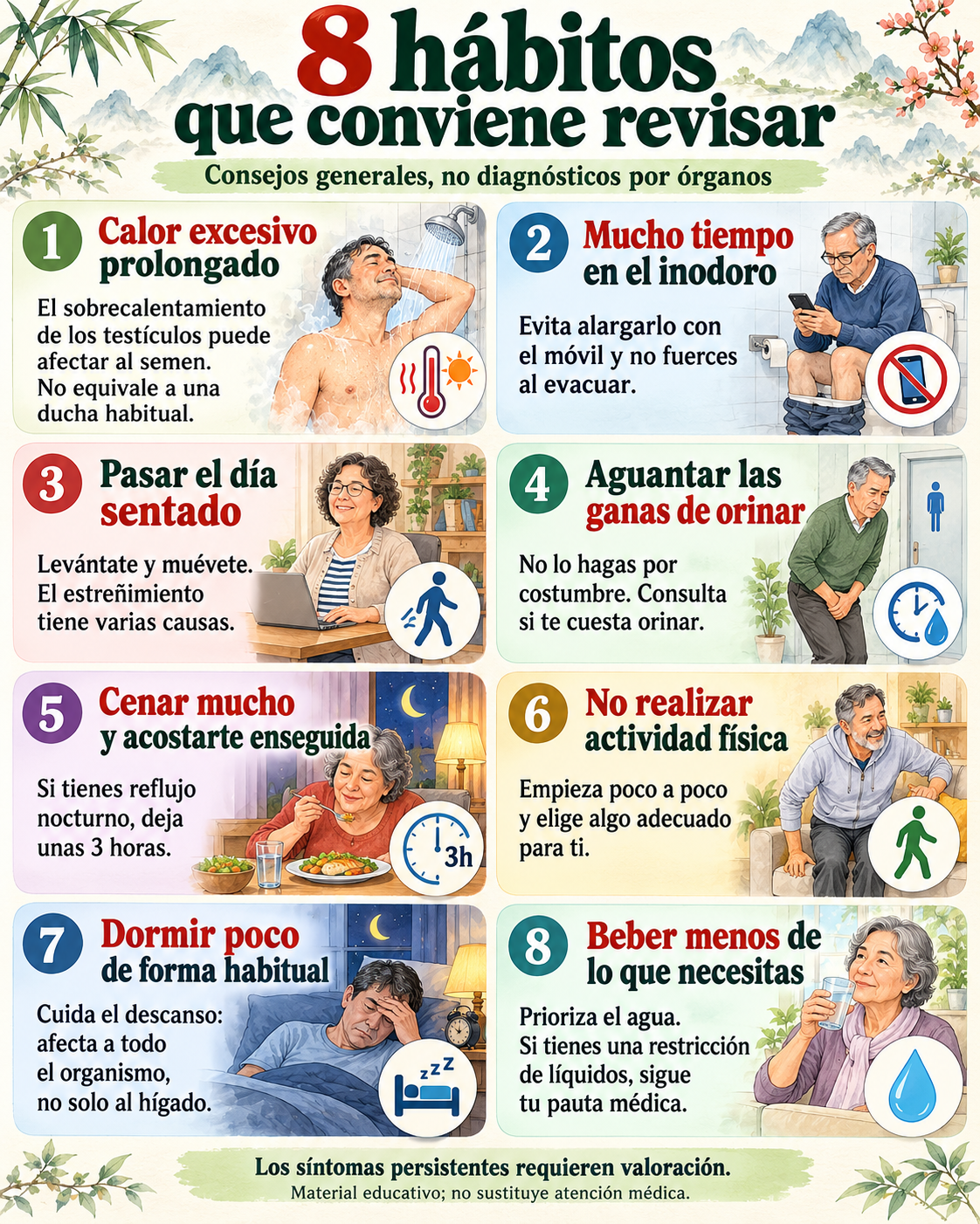 Ocho hábitos que conviene revisar, sin diagnósticos por órganos
