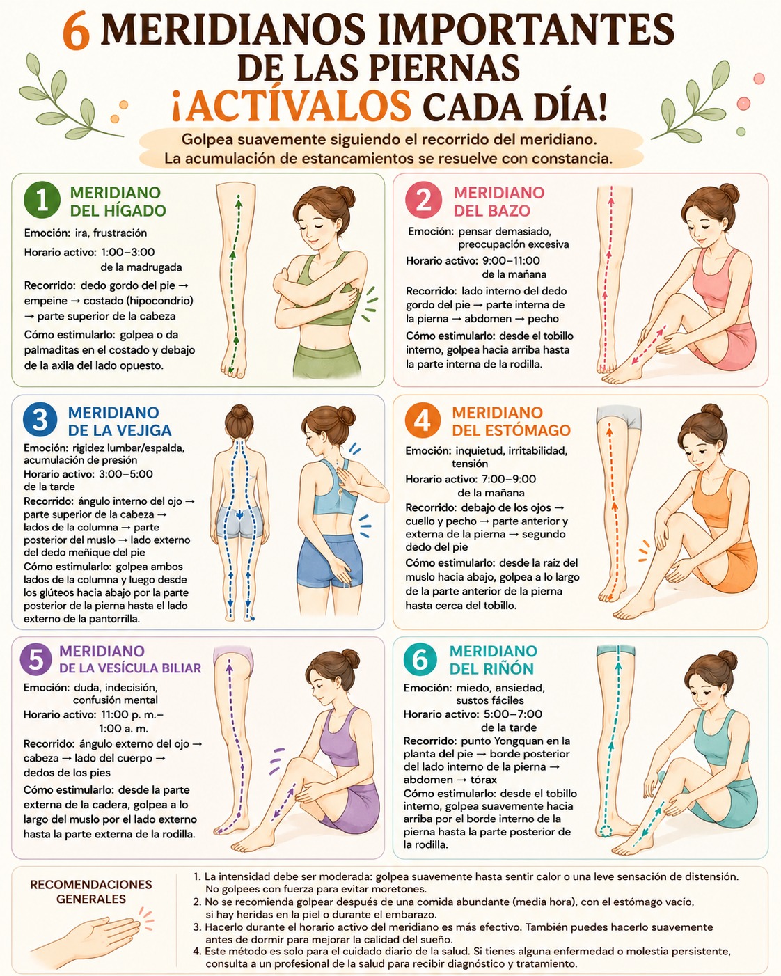 6 meridianos importantes de las piernas y cómo activarlos cada día