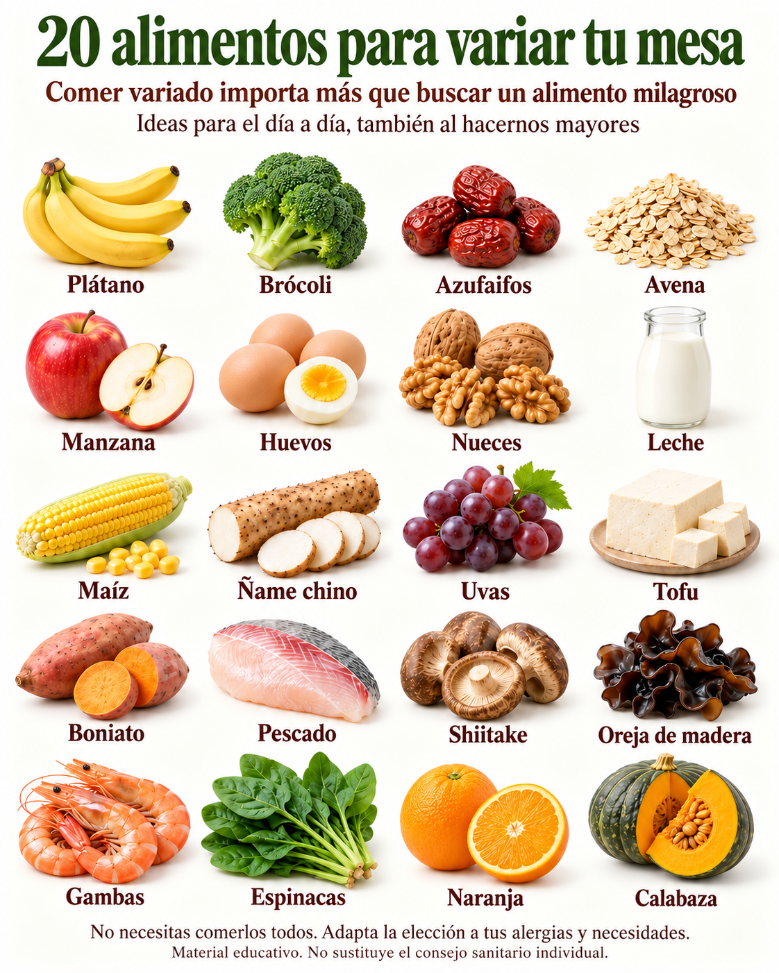 20 alimentos para variar tu mesa